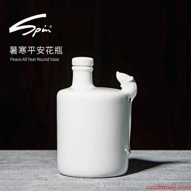Spin heat cold peace vase furnishing articles sitting room white flower arranging jingdezhen ceramics creative small vases, year of the rat