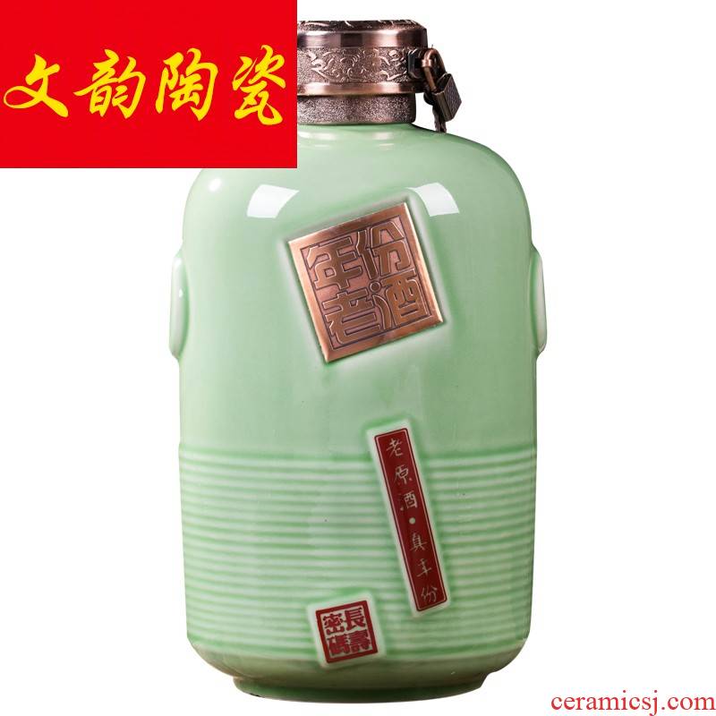 Jingdezhen ceramic bottle 1/3/5/10 jins to household antique green glaze sealing the empty wine bottles of wine jars