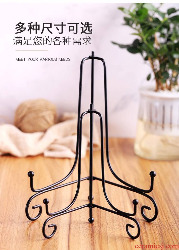 Wrought iron plate stent handicraft tripod charcoal carving disc holder plate frame puer tea stone exhibition.