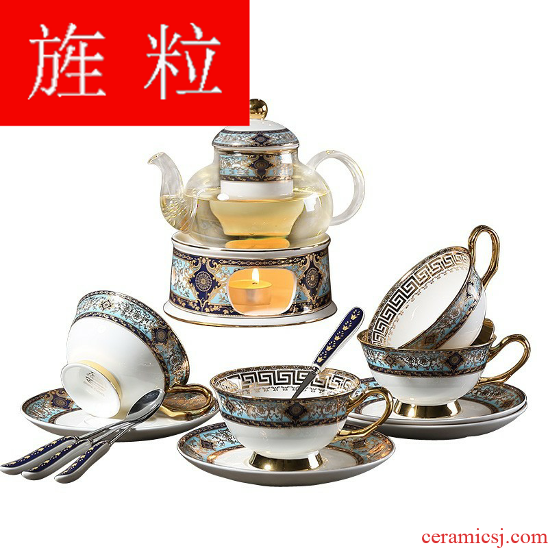 Continuous wave grain sago blue European - style ipads China tea set creative based glass flower pot heating base