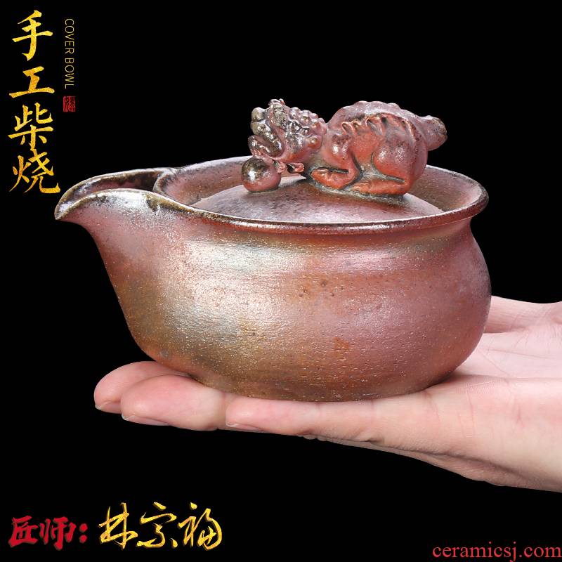 Artisan fairy coarse pottery pot of Aquarius firewood Japanese hot checking tea; Preventer hand grasp ceramic teapot single pot of large size