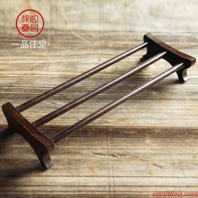 Yipin thousand ebony teacup solid wood frame # cool beverage holder teacup kung fu tea tea accessories furnishing articles