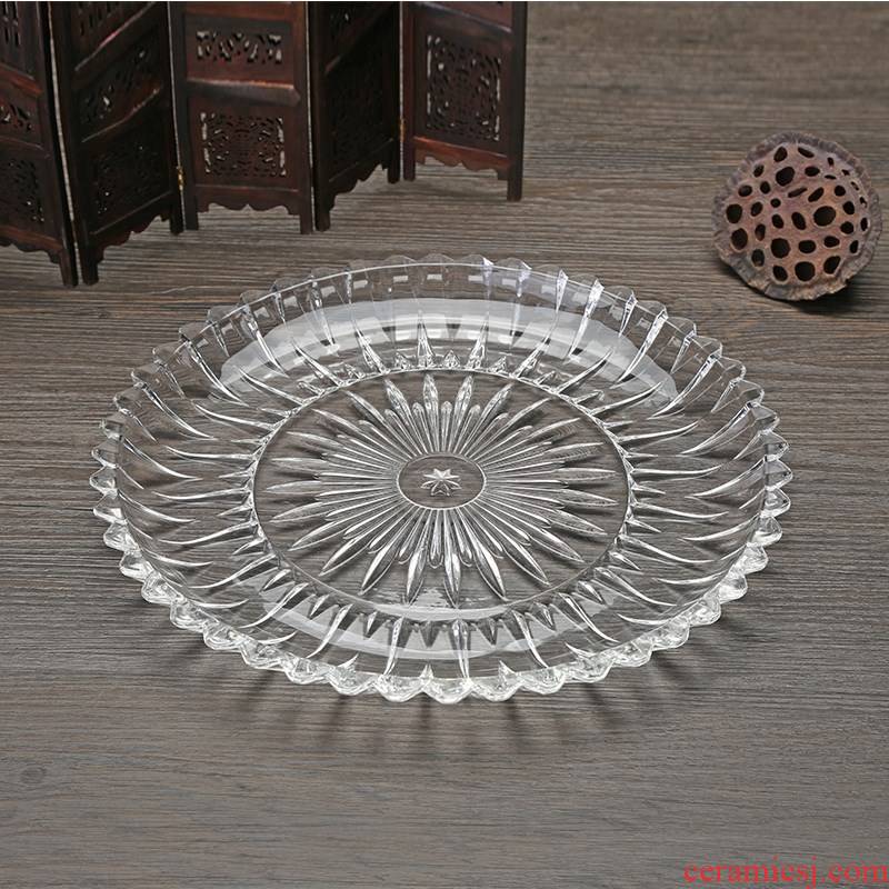 KTV bars transparent crystal glass fruit bowl platter creative circular tray was home sitting room ground fruit plate