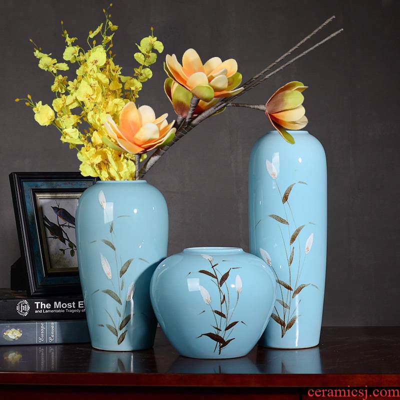 Contracted and I household ceramics creative little fresh Chinese vase lucky bamboo flower arrangement sitting room ground adornment furnishing articles