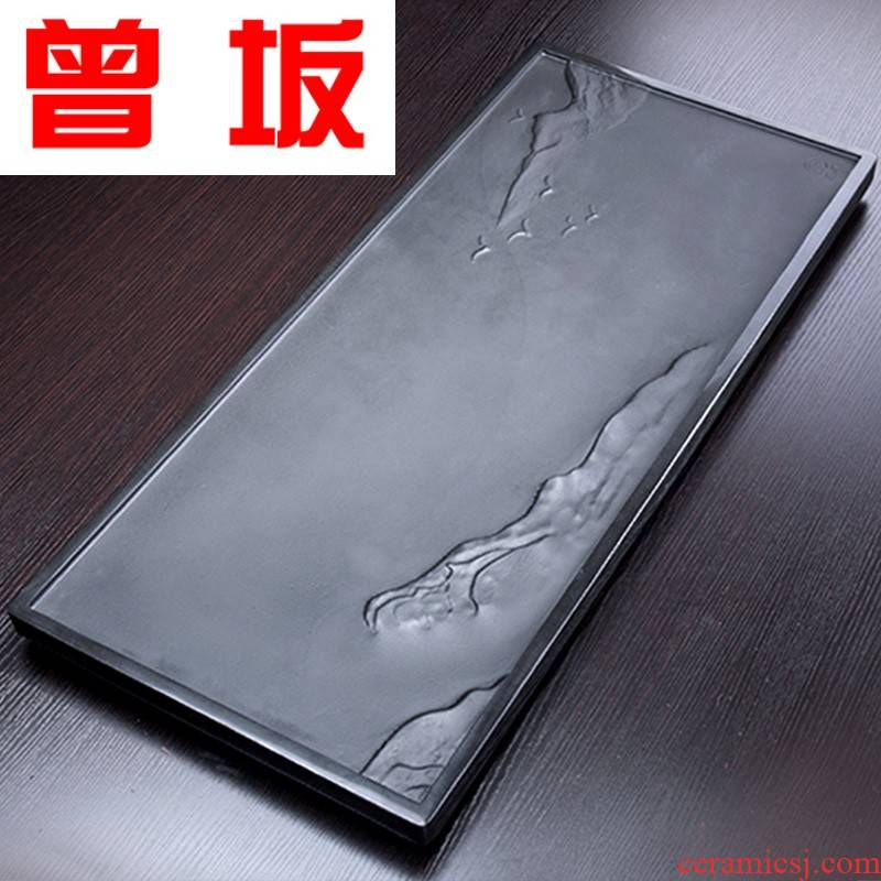 Once sitting sharply stone consolidation piece of rectangular stone tea family contracted large kung fu tea tray is big size