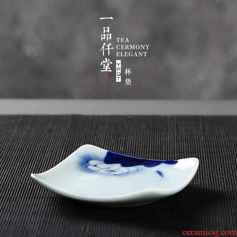 Yipin # $ceramics thickening coasters celadon hand - made heat insulation cup mat cup pot pad kung fu tea set