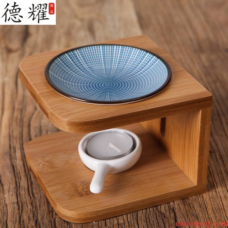 Bamboo extract oil lamp aroma stove creative censer candlestick household ceramic incense based holder, decorative furnishing articles
