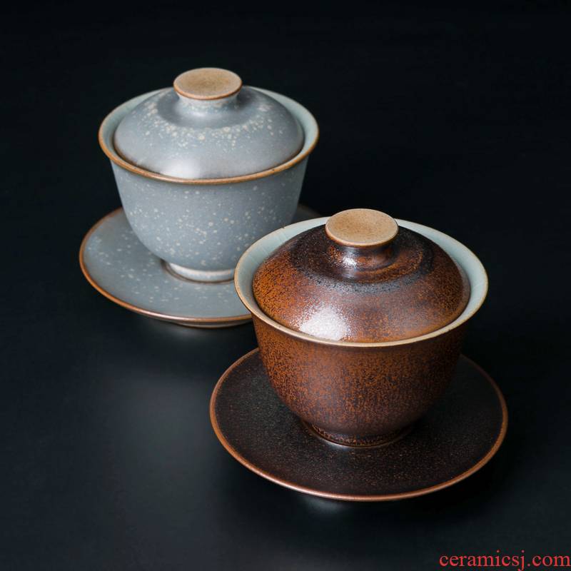 Three tureen teacup only a single red the jingdezhen ceramic bowl with a large hand tea kung fu tea tea set