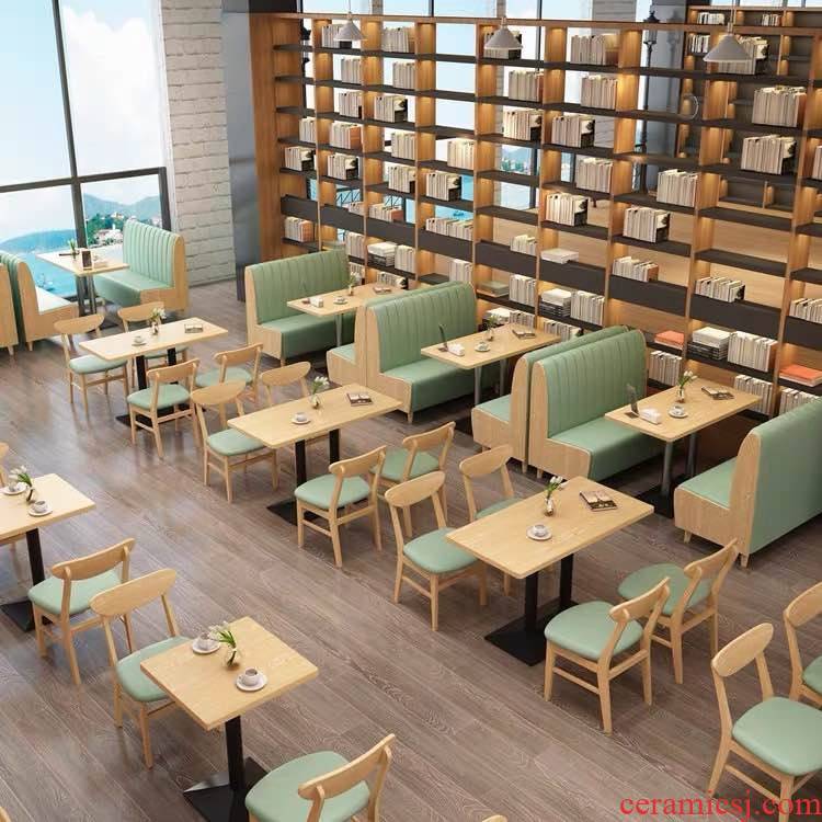 Solid wood cafe restaurant sofa chairs burger fresh sweet milk tea shop booth custom furniture combination