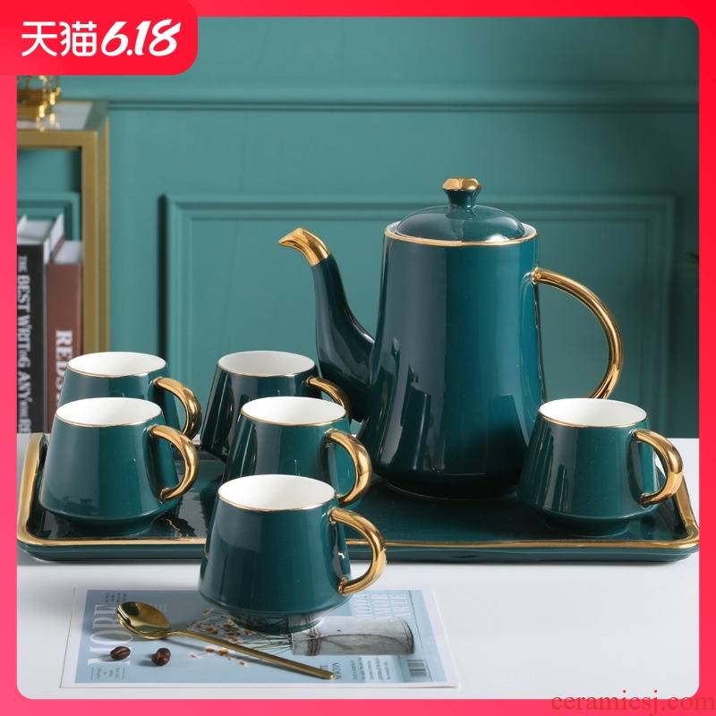 Hold to guest comfortable Nordic ins creative light coffee cup suit European tray key-2 luxury afternoon tea water drinking cup set