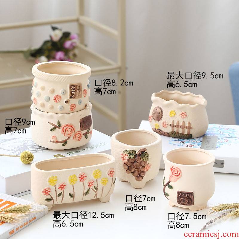 The Fleshy flowerpot ceramic special offer a clearance biscuit firing coarse pottery contracted creative move of large diameter meaty plant flower pot