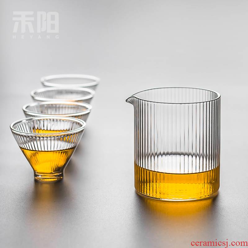 Grain and Yang refractory glass cup and cup upset points fair keller of tea ware fittings of high heat - resistant borosilicate kung fu tea set