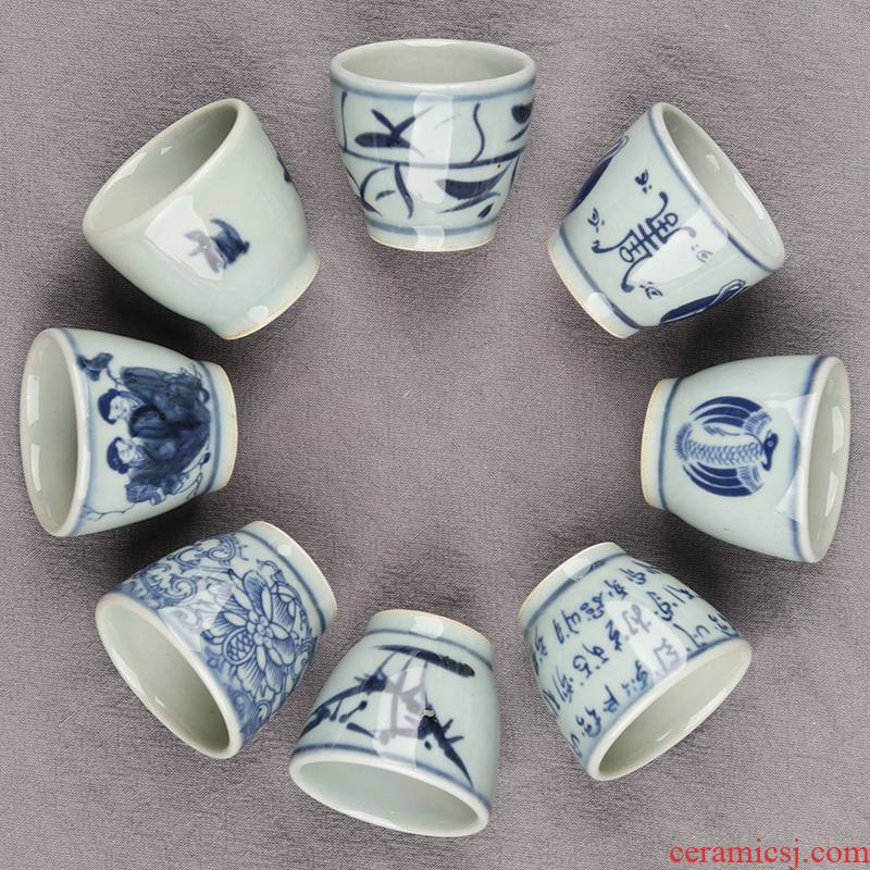 Element at the beginning of restoring ancient ways of jingdezhen blue and white tea glass imitation Ming wanli ceramic sample tea cup to ultimately responds a cup of tea move characteristics