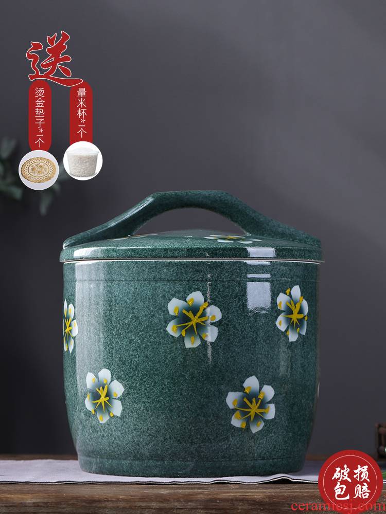 Barrel of jingdezhen ceramics with cover household rice storage box sealing insect - resistant 10/20 kg moisture rice such as pot ricer box