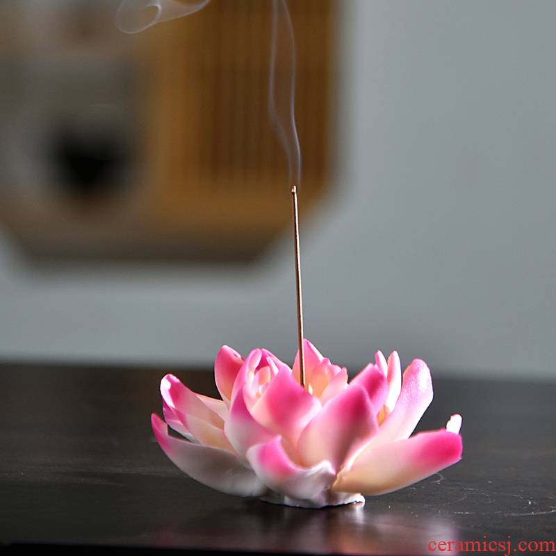 Creative ceramic checking lotus line censer tea family tea pet decoration aromatherapy straight inserted furnishing articles