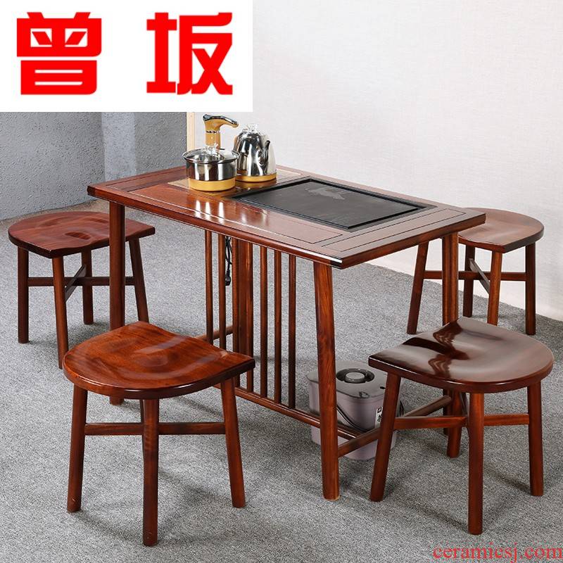 Once sitting on household of Chinese style tea tea tea table antique solid wood tea table and chair hua limu tea table