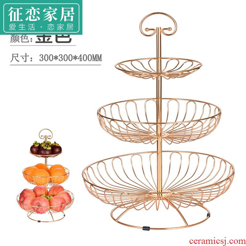 Creative fruit bowl tea table table stents desktop on the west three the layers of continental plate plate wine shelf