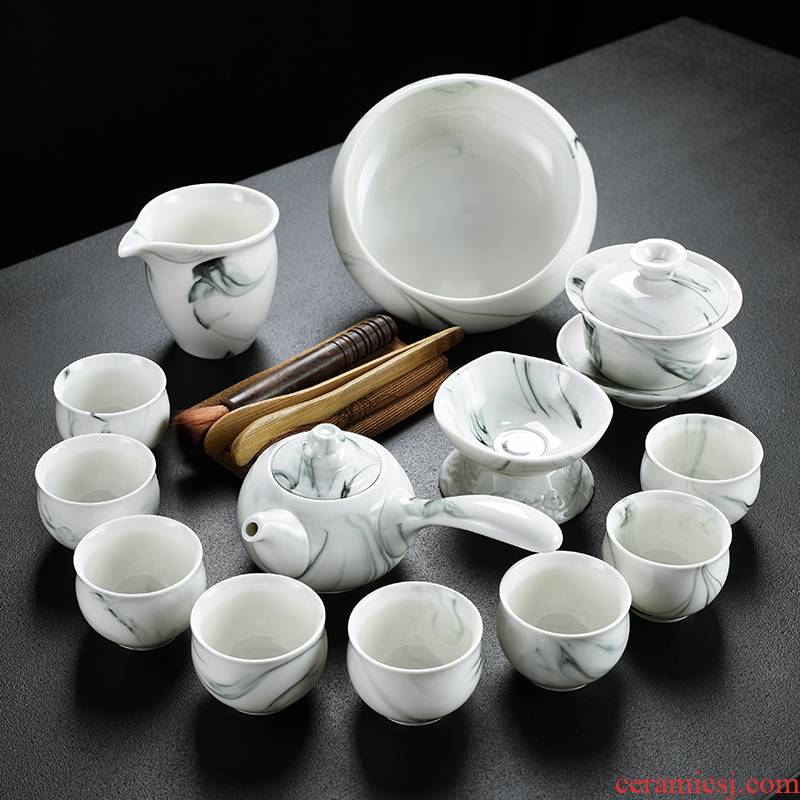 Old sides white porcelain tea set at the grid side wash pot of group tureen tea tea incense buner ashtray caddy fixings