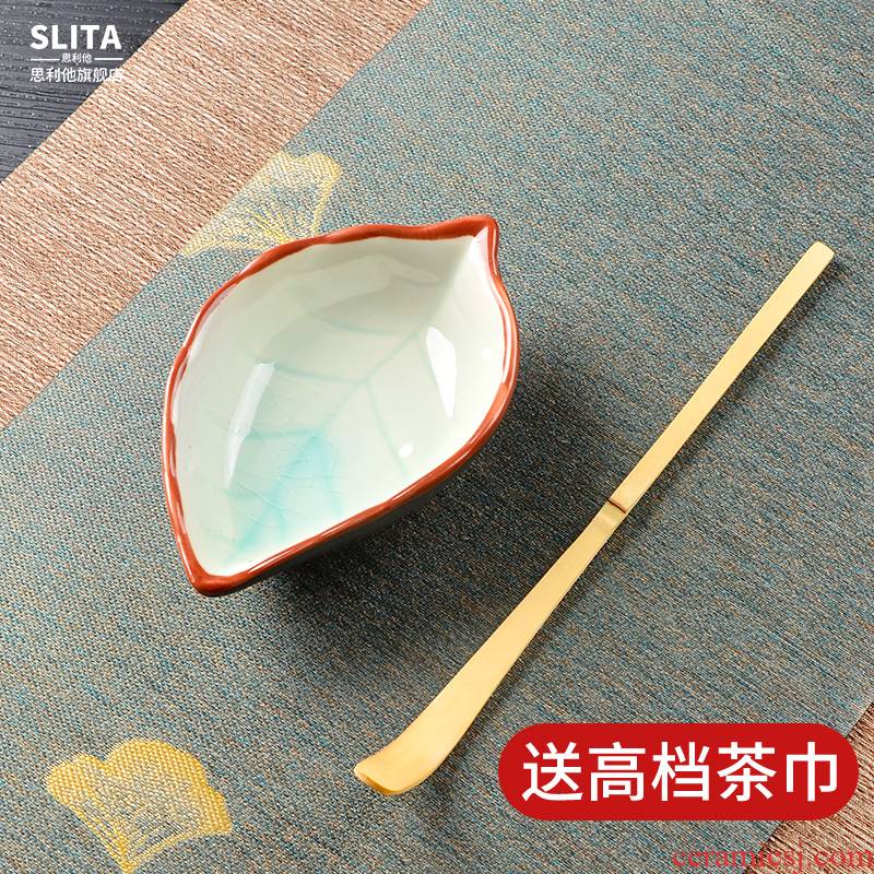 Ceramic tea holder ChaBo bamboo zen tea utensils Chinese kung fu tea accessories for tea, tea, bamboo
