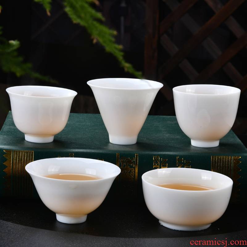 Xu dehua suet jade ink white porcelain kung fu tea set tea cup household sample tea cup master cup personal cup