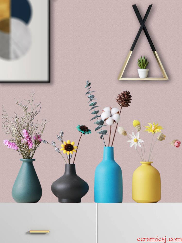 Creative flower arranging the Nordic ceramic floret bottle furnishing articles sitting room dry flower receptacle small pure and fresh and ins TV ark, adornment
