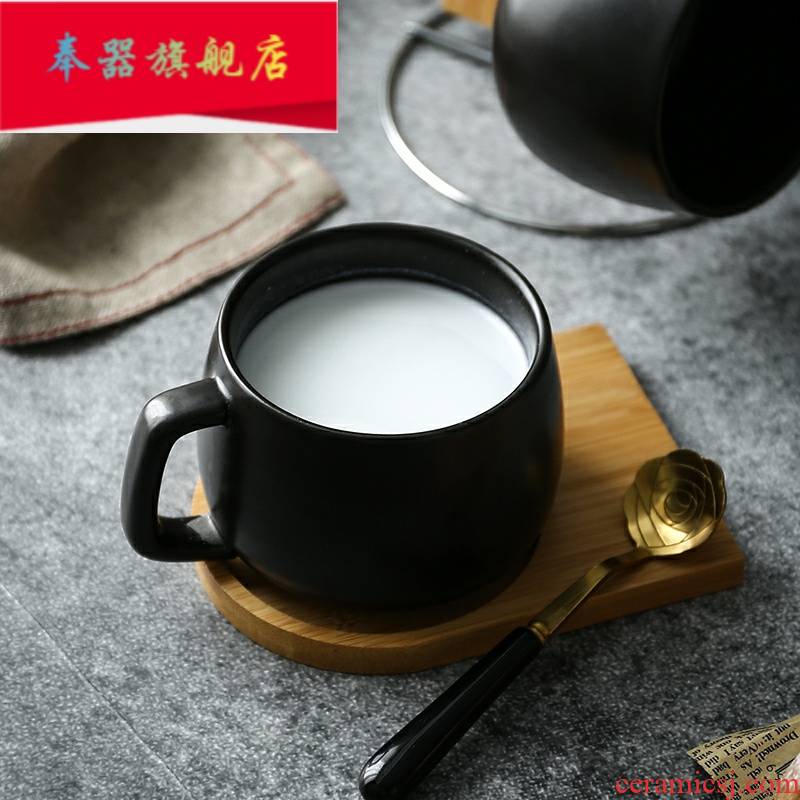 Ceramic cup small European - style key-2 luxury black coffee cup office keller with spoon with bamboo MATS gift sets