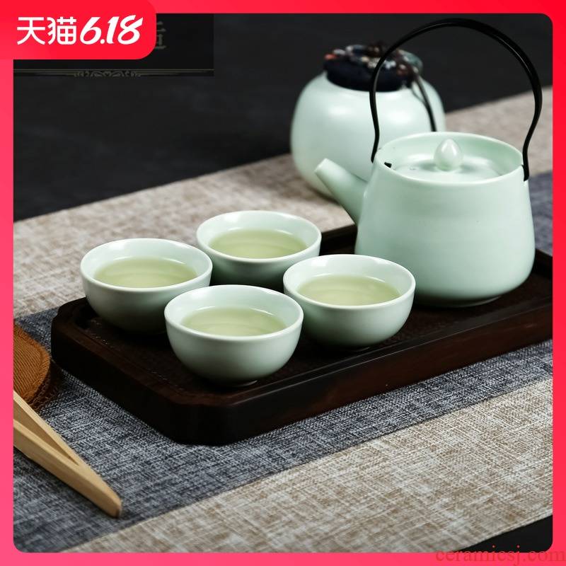 Guest comfortable resistant ceramic tea set portable travel gift set girder pot of tea, business gifts