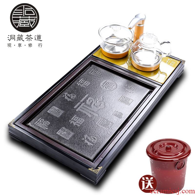 In building household contracted the snap one automatic induction cooker tea set ceramic panel solid wood tea tray