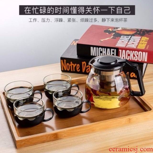The Heat - resistant explosion - proof large - capacity glass teapot camellia tea pot office rushed home kung fu tea tea set