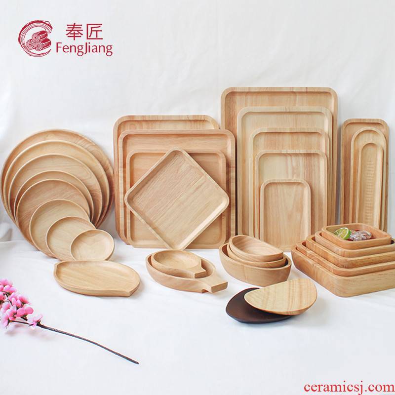Japanese wooden pallet rectangle plate solid wood tea tray wood plate wood plate wooden wooden plate small plates
