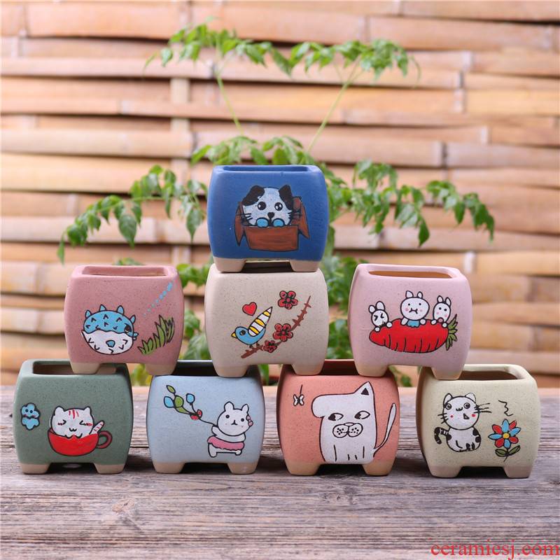 Basin of Chesapeake hand - made mini ceramic flower pot, fleshy special offer a clearance package mail small lovely delicate cartoon thumb Basin