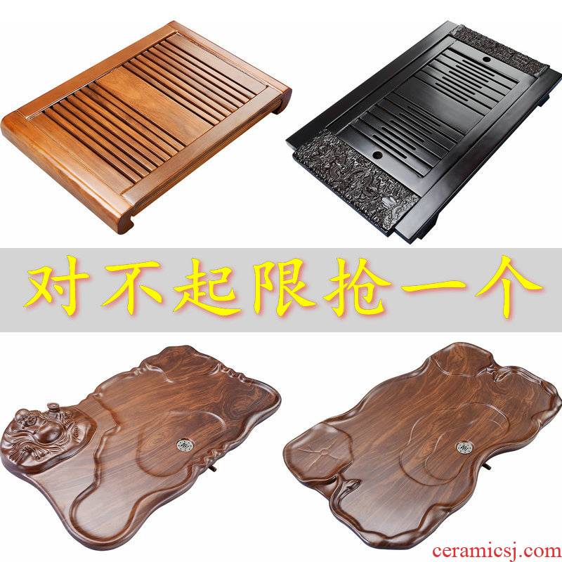 Porcelain god modern large real wood tea tray machine of Chinese style household contracted tea tray drawer drainage mini tea sea