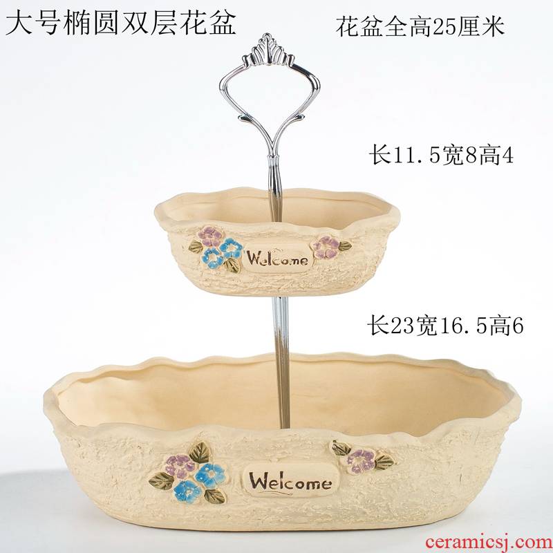 Characteristics of large diameter double platter creative little old running of flesh, the plants more crude some ceramic porcelain pot wholesale zhuang