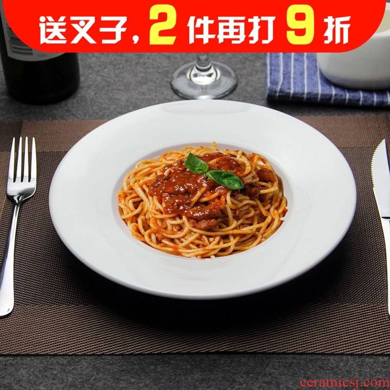 Ceramic western soup plate spaghetti bowl round dish straw use western - style flying saucer plate of pasta dish of pasta dishes