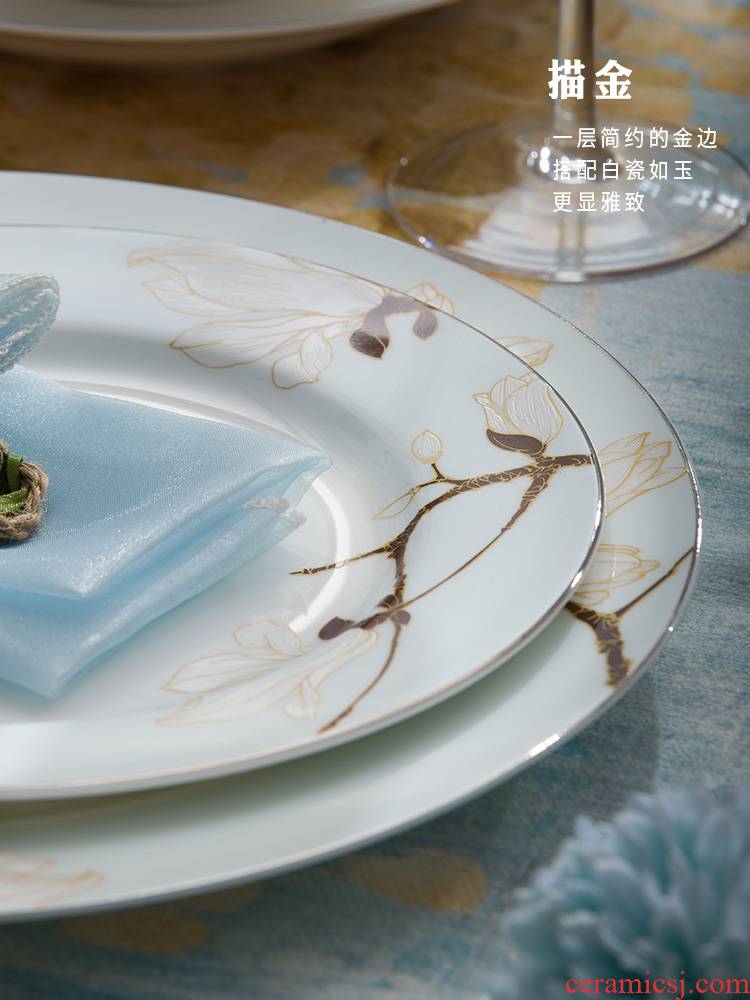 Ceramic dish dish dish dish dish suits for home use dish of fish ipads plate of European jingdezhen cutlery set