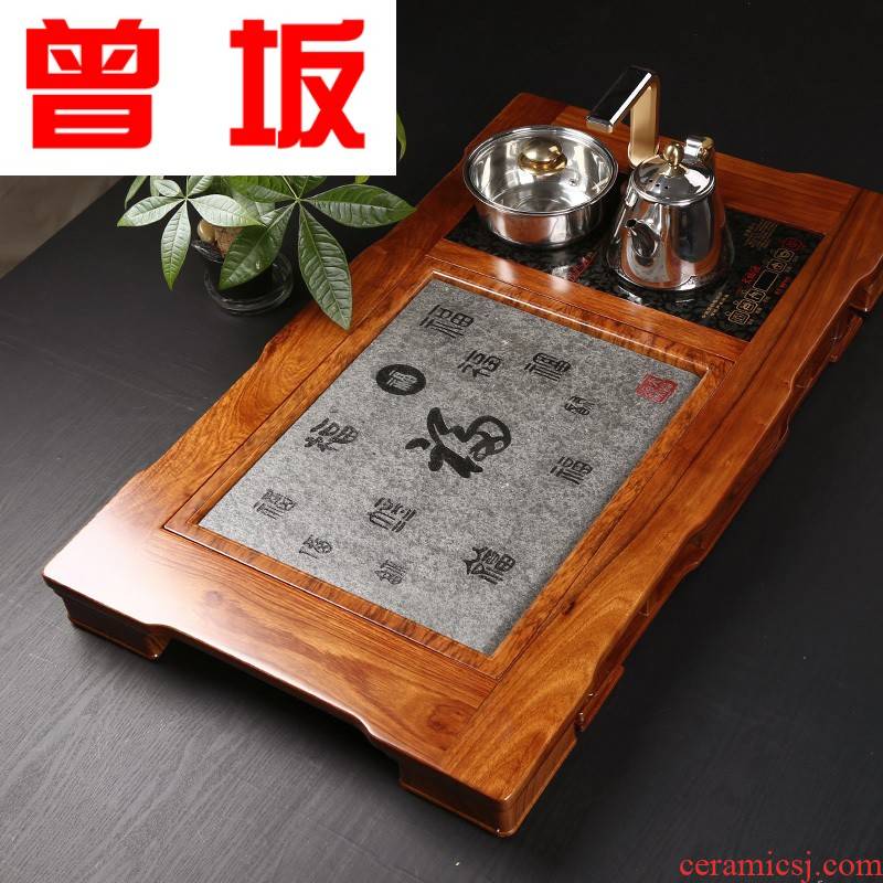 The Who -- solid wood sharply stone tea tray with induction cooker tea saucer dish hua limu kung fu tea set home