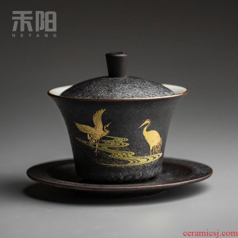 Send Yang vintage silver spot glaze tureen kung fu tea tea ware cups from running Jin Sancai home make tea cup large bowl