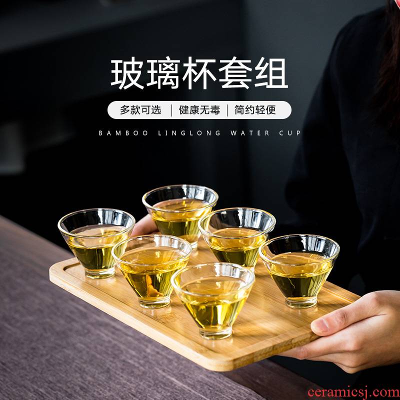 Cups heat - resistant glass sample tea cup set of single CPU kung fu tea set 6 contracted with the master cup tray