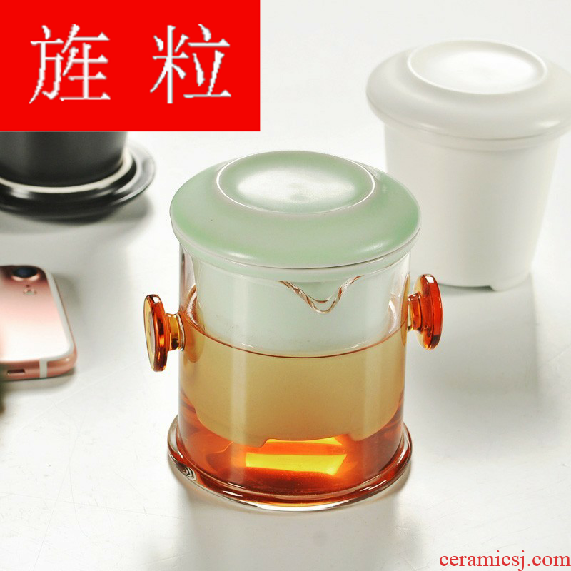 With continuous grain up black tea tea ware travel suit ears tank filter glass ceramic pot cup shock wave