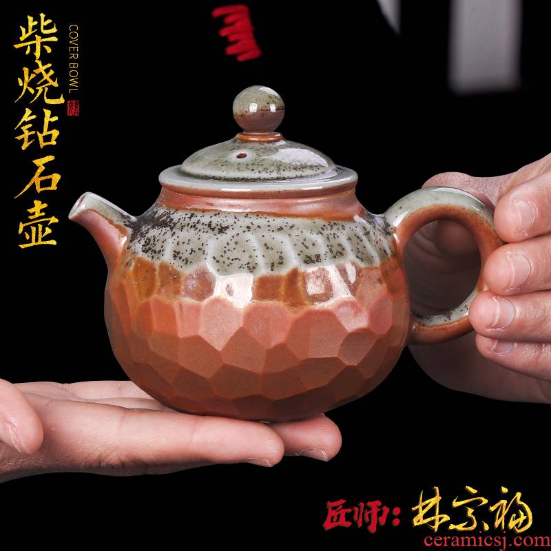 The Master artisan fairy Lin Zongfu to burn pot of single pot of natural dust glaze checking household kung fu tea teapot