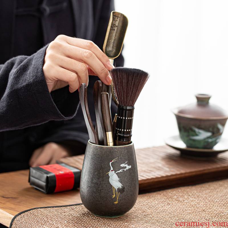 Coarse pottery tea six gentleman kung fu tea accessories ebony sword ChaGa tea tea tea spoon, brush accessories