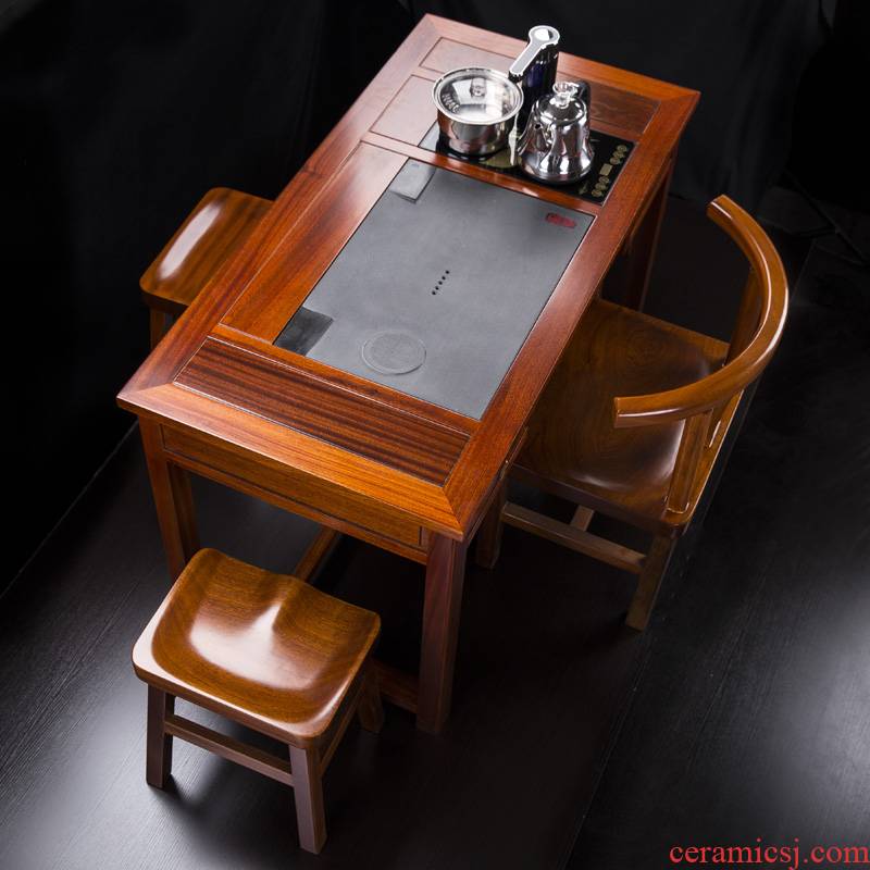 Hua limu tea table and chair composite solid wood tea table work small balcony of new Chinese style tea tea table of kung fu tea table B