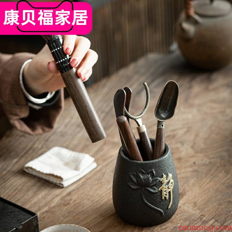 Kung fu tea sets accessories ebony wood tea 6 gentleman of gentleman ChaGa needle spoon tea tool
