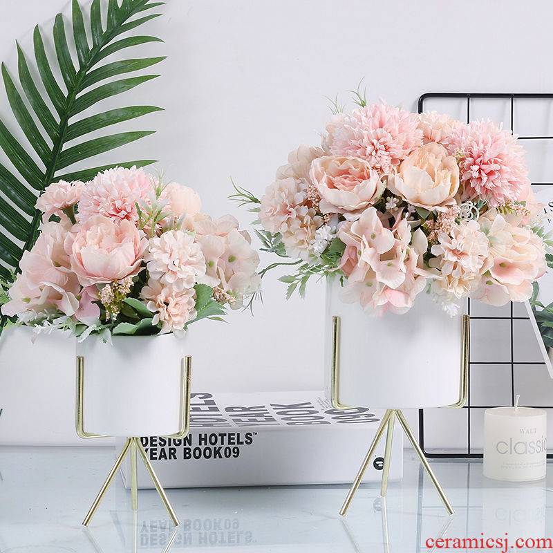 White ceramic biscuit firing porcelain vase dried flower simulation flower decoration furnishing articles hydroponic container sitting room office desktop decoration