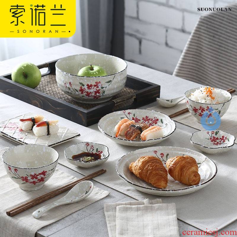 Two people eat Japanese - style tableware suit dishes home under the glaze color 2 creative ceramic dishes chopsticks dishes