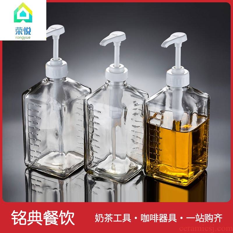 Sugar fructose pressure bottle of hand pressure type pressure bottle glass bottle Sugar re-moniker policy machine bottle opener policy squeeze bottles of milk tea shop