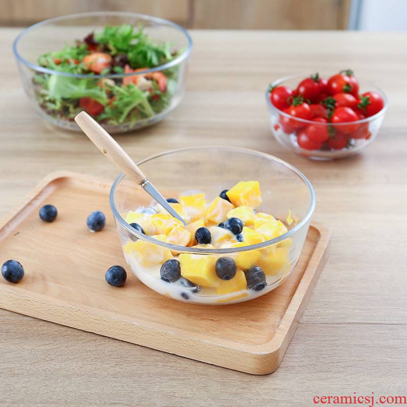 Transparent glass bowl of salad bowl creative household utensils soup bowl dessert bowl heat - resistant to use mercifully rainbow such as bowl of fruit plate