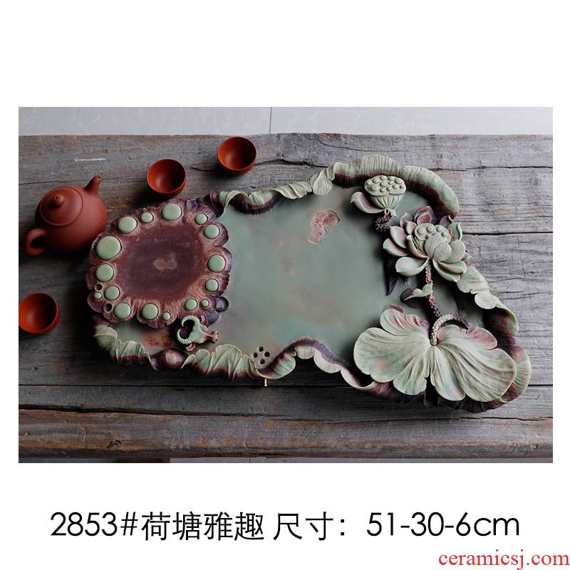 Shu is a purple robe jade belt stone tea tea tray with the whole piece of the original natural stone, stone tea set contracted dry mercifully set