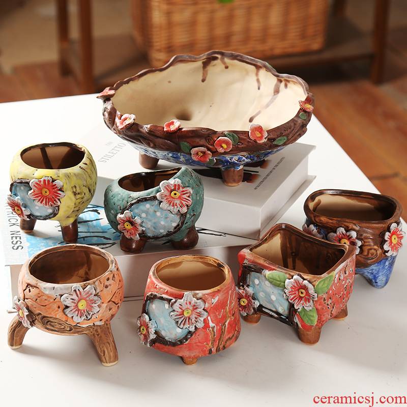 End flower pot in Korean coloured drawing or pattern, fleshy through pockets some ceramic porcelain flower creative move, lovely specials