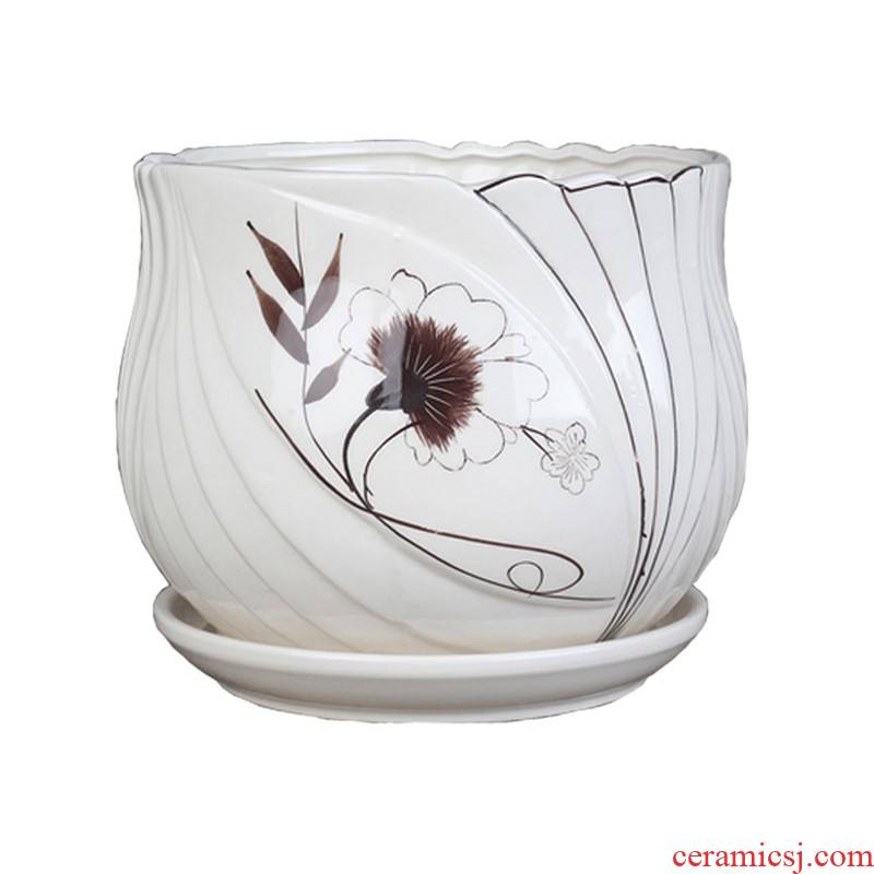 Large single white porcelain pot pot set art flower'm hand woven indoor Korean tray